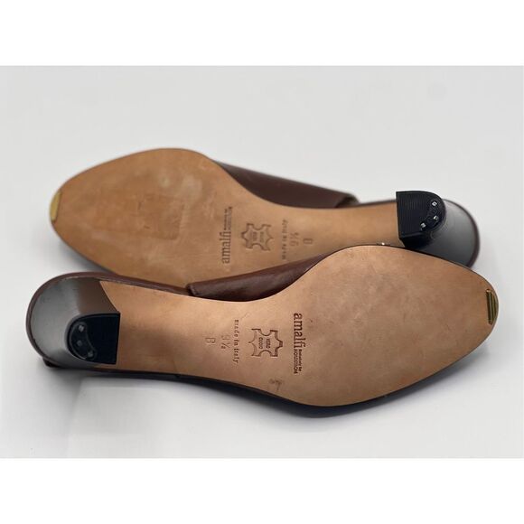 Amalfi Women's Pep Toes Block Heels Leather Sling Back Pumps Brown Size 9.5 - Picture 4 of 6